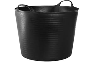 Red HOG Contenedor Cubo Cesta Flexible Multifuncional, para Hogar, Establo, Jardín, Garaje, Animal, Construcción, Almacenamiento, Transporte, Lavado, Capacidad de Elevación Hasta 120kg, 42L Negro