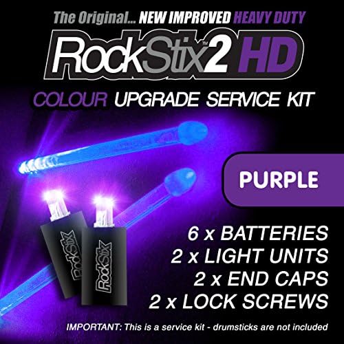 ROCKSTIX 2HD: Service kit / Upgrade Kit for Light up drumsticks : Pair of PURPLE LED Pods, including batteries, end caps, screws. (3 batteries per unit) fits Standard Firestix &amp; Other Brands.