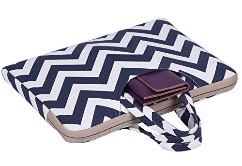MOSISO Chevron Segeltuchstoff Hülle Sleeve Aktentasche für 15-15,6 Zoll MacBooks, Laptops Farbe: Blau - 3