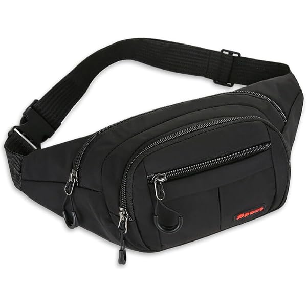 Sac Banane AKJAXQU étanche - Pour Course, Vélo, Rando, Réglable Homme/femme, Noir