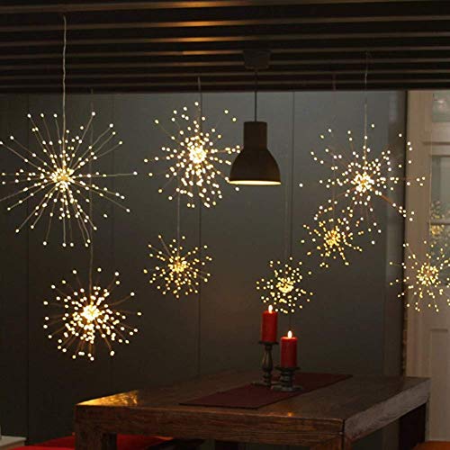 Preisvergleich Produktbild Cozywind LED Lichterkette Feuerwerk Lichterkette wasserdicht Outdoor,Weihnachtslichterkette mit Batteriebetrieben Fernbedienung Warmweiß (120LED)