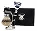 100% Pure Sliver Tip Badger Hair Brush with Black & Metal Handle, Gillette Fusion Razor With Black Handle & Stainless Steel Stand with Crome Finish. Perfect Set for Smooth finish. For Men's