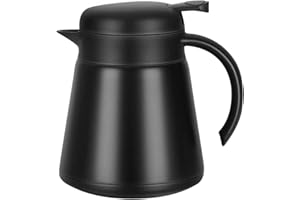 Luvan 800ml Thermal Carafe,304 18/10 Stainless Steel Thermal Carafe/Double Walled Vacuum Insulated Coffee Pot with Press Button Top,BPA Free,for Coffee,Tea,Beverage (Black / 27oz)