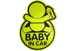 URFEDA Bébé à Bord Autocollant, Autocollants Réfléchissants pour Bébé, Baby on Board Stickers Avertissement, Signes de Poussette Poussettes, Autocollant de Voiture Auto-adhésif, pour Voiture Enfants