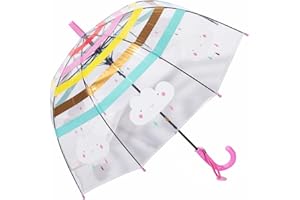 ThreeH Parapluie à Bulles Transparent pour Enfants Ouverture Automatique des Nervures à 8 Fibres avec Une poignée Facile à saisir Parapluie Arc-en-Ciel à dôme Transparent