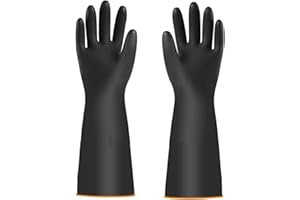 YONG-SHENG Guanti Resistenti a Sostanze Chimiche, Guanti in Lattice Resistenti, Resistono a Forti Acidi, Alcali e Olio, Guanti da Lavoro Multiuso Professionali (Nero, 35cm)