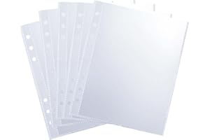 TUCNOEU 50pcs A5 Transparent Plastic Photocard Sleeves for 6 Ring A5 Binder,5.12x7.48in Plastic Sleeve, Ultra-Clear Photo Sleeves Waterproof PVC Binder Sleeve for Photos, Postcards, Seed Packets