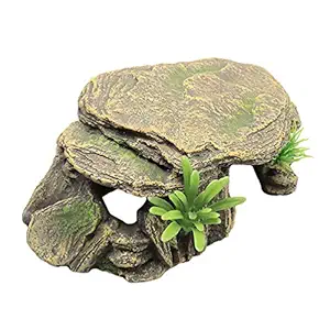 Balacoo Aquarium Fish Tank Stone Decoration Resin Moss Rock Cave Ornament Fish Hideaway for Betta Small Lizards Turtles Reptiles Amphibians