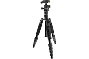 Mantona Light Traveller Reisestativ 131,5 cm schwarz, Kamerastativ aus Aluminium bis 5 kg Traglast, leichtes Fotostativ mit Kugelkopf und Arca-Swiss-Schnellwechselplatte, Tripod und Monopod