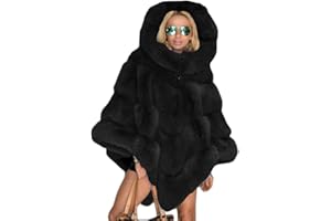 ORANDESIGNE Felpe Donna con Cappuccio Invernali in Pile Caldo Poncho e Mantelle Maglione Collo Alto Elegante Curvy Cappotto Pelliccia Cardigan Outwear Jacket