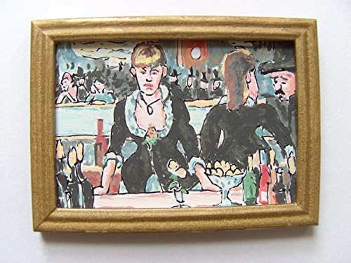 OOAK 1/12th Dolls House Miniature French Oil Painting - Manet - Bar At The Folies Bergere