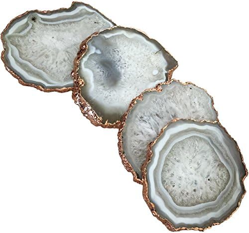 Agate Coasters with Copper Edge (Set of 2)