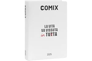 COMIX - Diario Mignon Plus Giornaliero 16 Mesi, Diario Scuola 2024-2025 per Ragazzi e Ragazze, con Copertina Rigida, Ideale per la Scuola Superiore, 9x12.5h cm, Bianco