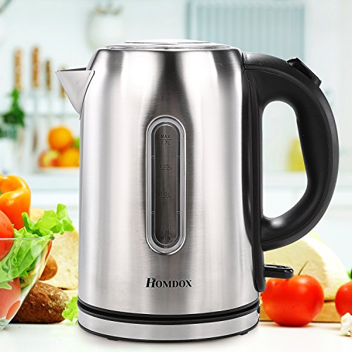 Homdox Wasserkocher Edelstahl 1,7 Liter, mit Blauer LED Beleuchtung und Automatische Abschaltung, 2200 Watt Maximal, Elektrische Wasserkessel - 5