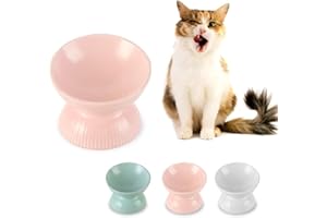 HCHLQLZ Ciotole Gatti Ceramica Ciotola Gatto - Ciotole per Gatti Rialzate Inclinate Design - 125 ml Ciotoline per Gattini Anti Vomito - Scodella Cibo per Gatto Piccola - Adatto per Microonde e Lavastoviglie