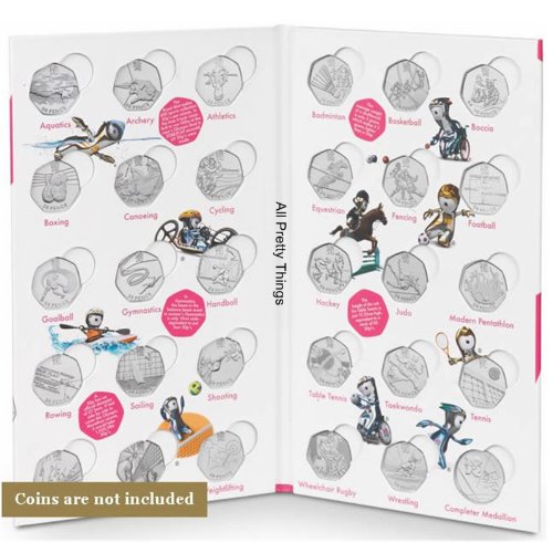 Official London 2012 Olympic 50p SPORTS COINS ALBUM FOLDER with space for the Completer Medallion by the Royal Mint (LOCOG Hologram) (NO 50p's or Medallion included EMPTY Album)