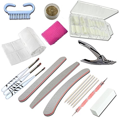 UV Gel Starterset inkl. UV-Gerät mit Fiberglas Gel, 1-Phasengel und Nailart Zubehör – Startset – Einsteigerset – UV Gel Kit - 4