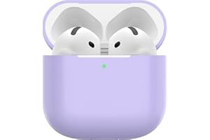 Nemteur Custodia per Airpods 4, Case Protettiva Sottile in Silicone per AirPods 4th 2024 (USB-C) Cover in Silicone Visibile con LED Frontale, Lavanda