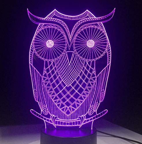 Luz De Noche 3D Acrílico Grabado Con Láser Ambiente Colorido Degradado Lámpara De Pájaro Ilusión 3D Lámpara De Búho Que Cambia De Color Luz Táctil Luces De Novedad