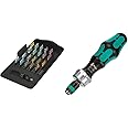 Wera Bit-Safe 61 BiTorsion 1 Comprehensive Torsion Bits and Holder Set in Pouch (for Drill/Drivers) 61 piece, 05057441001 & 05051461001 1/4 x 142 816 RA Ratchet Screwdriver - Silver