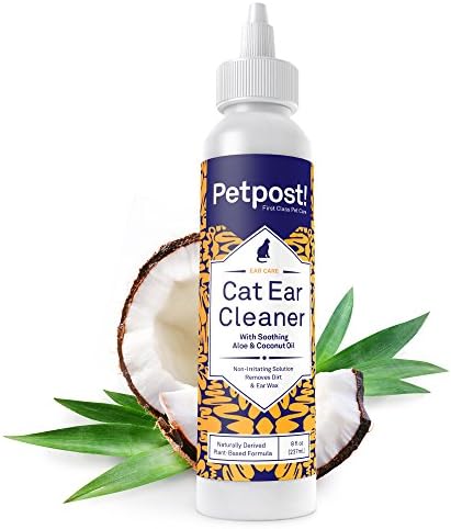 PetpostCat Ear Cleaner - Best Ear Remedy for Cats - Natural Coconut Oil Treatment Drops - Alcohol & Medicine Free 237 ml