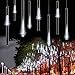 Produktbild Minger LED Lichterkette 30cm Meteorschauer Röhren 8 Tube 144 LEDs 100V-240V Deko Leuchten LED für Außen Garten Bäume Weihnachten Dekoration EU Stecker (Weiß)