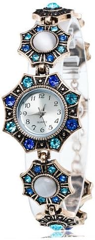 Wwin Dressflow Ladies Girls Classical Fashion Retro Diamond Color Crystal Rhinestone Bracelet Bangle Jewelry Quartz Wrist Watch