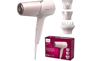 Philips Sèche-cheveux Série 5000 avec technologie ThermoShield, diffuseur de volume et concentrateurs de 9 mm et 11 mm, couleur pêche nacrée (modèle BHD530/20)