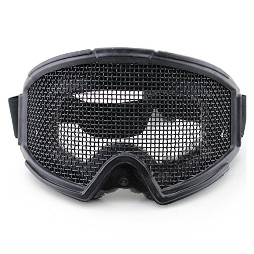 Lunettes de protection de maille - WoSporT Lunettes de protection lunettes de maille metallique tactique de chasse airsoft (noir)