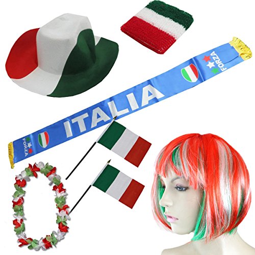 Sonia Originelli Fan-Paket-1″ Italien WM EM Fußball Fan Anfeuern Party Farbe SET XXXL BOB