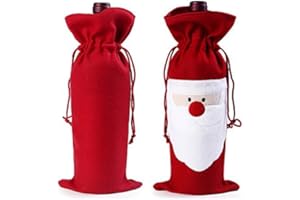 RAGETORC Bolsa de vino de Deals&bargain para Navidad, envoltorio de regalo, con cordón ajustable, fiestas navideñas, decoración, Red Santa, 1 pack
