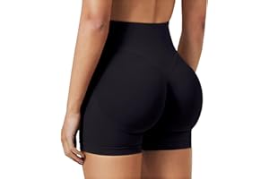 OOHOKAY Damen Gym Shorts Kurze Nahtlose Sporthose High Waist Sport Shorts Yoga Leggings Sommer Radlerhose Elastisch Unterhosen Fitness Butt Lift Kurze Hotpants