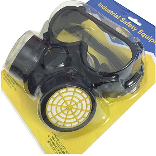 Ewolee Atemschutzmaske Aktivkohle chemikalien Staubschutz Lackierer Maske mit Schutzbrille, Schwarz - 6