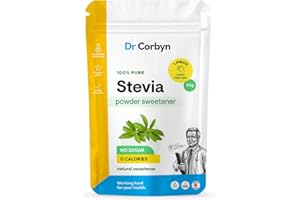 Dr Corbyn Pure Stevia Powder Sweetener - 100g | Natural Stevia Sweetener Reb-A 98% | Zero Calories, Keto Friendly | 100% Pure Steviol Glycosides Extract Powder | 470x Sweeter Than Sugar