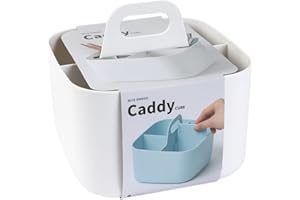 BLUE GINKGO Multipurpose Caddy Organizer - Stackable Plastic Caddy with Handle | Desk, Makeup, Dorm Caddy, Classroom Art Organizers (Made in Korea) - White