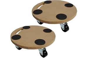 PROREGAL Profi Chariot à roulettes avec 4 roulettes | Rond | HxLxP 11x30x30 cm | Capacité de Charge 100kg | Panneau de Bois MDF | Marron | 2 pièces
