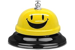 ALYAR Call Bell Reception Bell Hand Desk Hospital Service Bells Counter Calling Multipurpose Home Kitchen School College Stainless Steel Yellow Desk Alarm Concierge Hotel Restaurant Smiley
