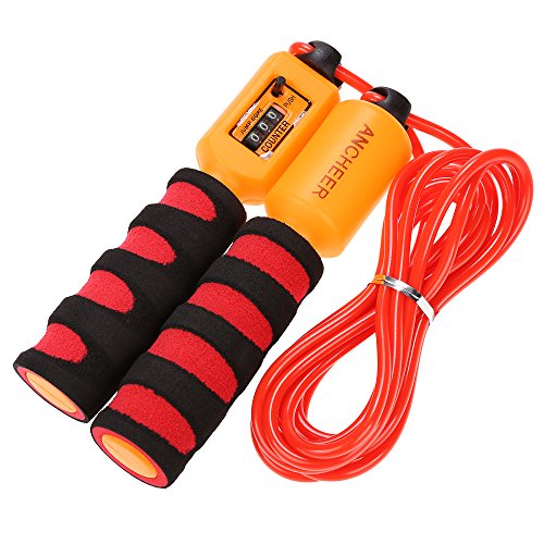 Ancheer Springseil, Speed Rope Hüpfseil mit Zähler für Fitnesstraining Sport Übungen 2,8M - 2