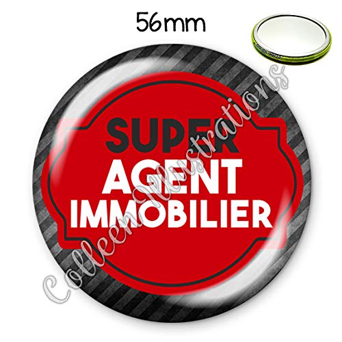 Miroir-de-poche-56mm-Super-agent-immobilier-ide-cadeau-anniversaire-nol-fte-divers-thmes-famille-ami-collgue-profession
