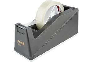 Scotch, Grand Dévidoir de Ruban Adhésif, Taille du Ruban 19 mm x 33 mm, Couleur Noir - Support de Ruban Adhésif de Bureau Rechargeable - Idéal pour le Bureau