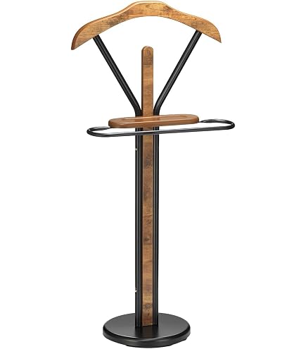 IDIMEX Valet De Chambre Fabio – Portant Métal Aluminium & Hêtre, Élégant Et Pratique Pour Chambre