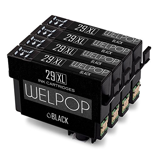 WELPOP 4 Schwarz Ersatz für Epson 29XL Druckerpatronen, Hoher Reichweite Kompatibel mit Epson Expression Home XP-235 XP-335 XP-245 XP-432 XP-332 XP-247 XP-342 XP-435 XP-442 XP-345 XP-445
