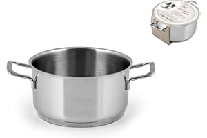 H&H Casseruola Inox Elodie Fondo A Induzione 2 Manici 16 Lt1,8 Pentole Cucina, Acciaio Inossidabile, Argento, 16 cm
