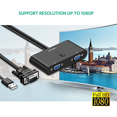 UGREEN VGA Switch Box VGA Schalter 2 IN 1 OUT Monitor Umschalter Full HD 1080P für PC, TV usw Schwarz - 4