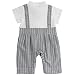FEESHOW Baby Boys Bow Tie Gentleman Striped Romper Formal Outfits Suit with Vest Grey 12-18 Months