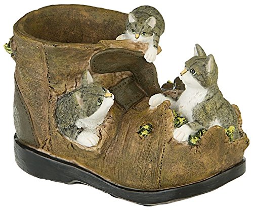 Gartendeko Gartenfigur Pflanztopf Blumentopf Motiv Kätzchen Schuh Übertopf