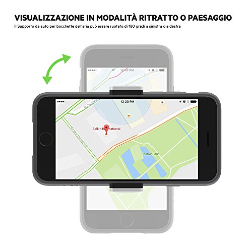 Belkin F7U017bt Supporto da Auto per Smartphone e iPhone,  Compatibile con il nuovo Samsung Galaxy S8/S8+ , Nero/Argento