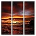 Produktbild JP London 3 Panels bei 16 in von 48 in ltcnv1 X 11686 JPL und Fulvio Pellegrini Geschenk Farben Sunset Beach Fire Sky Triptychon 3 große insgesamt Schwerer Galerie Wrap Leinwand, extra groß