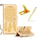 Produktbild Samsung Galaxy Grand Prime SM-G530 Handyhülle Lanyard PU Etui Schale Ledertasche Case, Herzzer Guter Schutz Hoch Hochwertig Tasche Schutzhülle Zum Aufklappen und Brieftasche Hülle Leder Flip Case, Elegant Schutztasche Lederhülle mit Magnet Kartenfach Muster [Gelb Traumfänger] Modisch Ultra Dünn Slim Standfunktion Bookstyle Geldbörse Handytasche Hülle Wallet Hardcase Cover für Samsung Galaxy Grand Prime SM-G530 + 1 x Frei Gelb Handy Ständer + 1 x Frei Gelb Stift Stylus