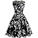 Produktbild SEWORLD Damen Vintage 50er Cap Ärmellos Elegant Rockabilly Swing Kleider Retro Hepburn Stil Cocktailkleid Party Kleid Minikleid Pulloverkleid(X3-1-schwarz,EU:40-42/CN:2XL)